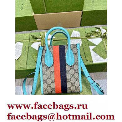 Gucci Tiger GG Mini Tote Bag 671623 Blue 2022