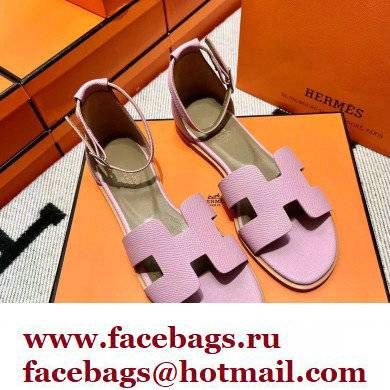 Hermes Epsom Calfskin Santorini Sandals Handmade Pink