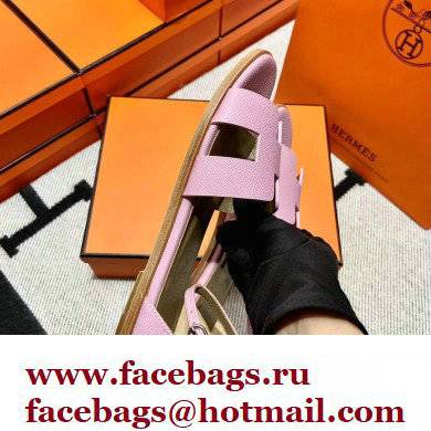 Hermes Epsom Calfskin Santorini Sandals Handmade Pink