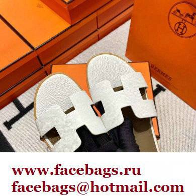 Hermes Epsom Calfskin Santorini Sandals Handmade White