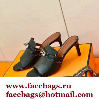 Hermes Kelly Buckle Cute Sandals Black