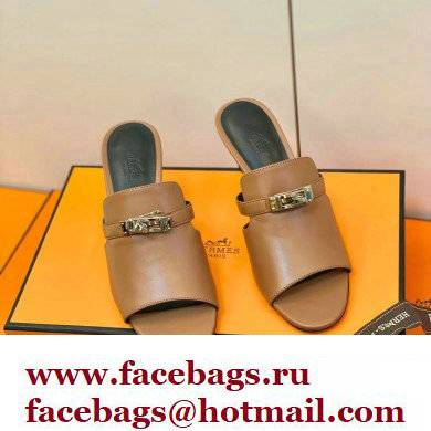 Hermes Kelly Buckle Cute Sandals Brown