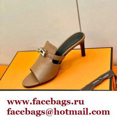 Hermes Kelly Buckle Cute Sandals Brown