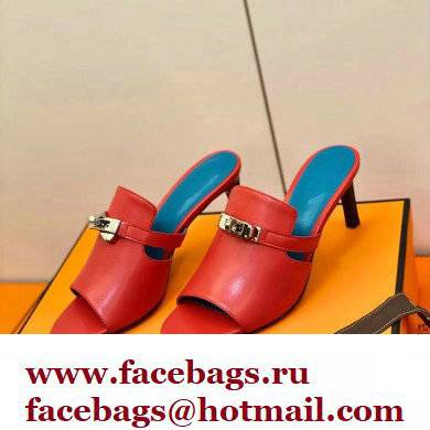 Hermes Kelly Buckle Cute Sandals Red