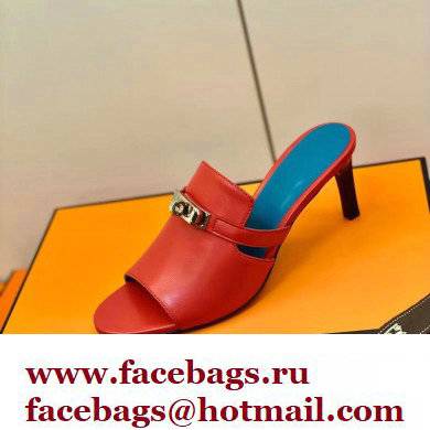 Hermes Kelly Buckle Cute Sandals Red