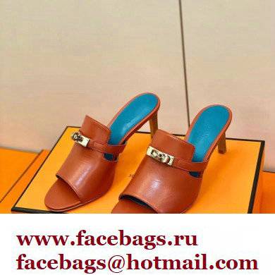 Hermes Kelly Buckle Cute Sandals Rouge Clay