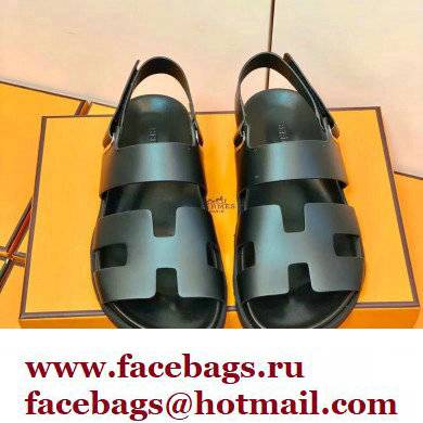 Hermes Original Calfskin Takara Sandals Black