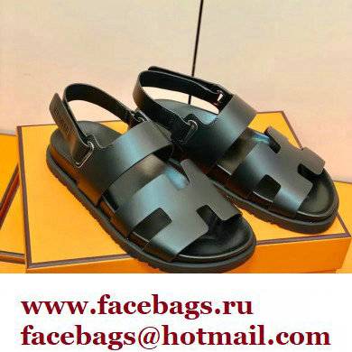 Hermes Original Calfskin Takara Sandals Black