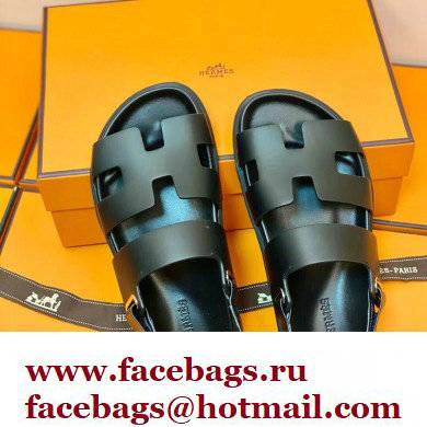 Hermes Original Calfskin Takara Sandals Black