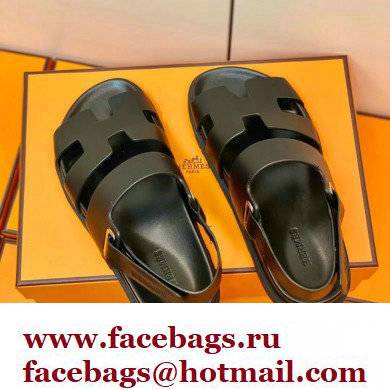 Hermes Original Calfskin Takara Sandals Black