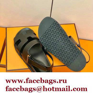 Hermes Original Calfskin Takara Sandals Black