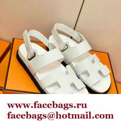 Hermes Original Calfskin Takara Sandals White