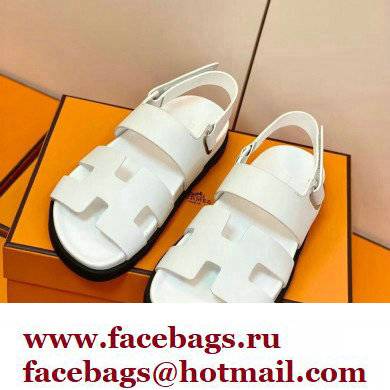 Hermes Original Calfskin Takara Sandals White