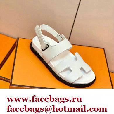 Hermes Original Calfskin Takara Sandals White