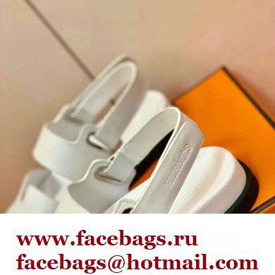 Hermes Original Calfskin Takara Sandals White