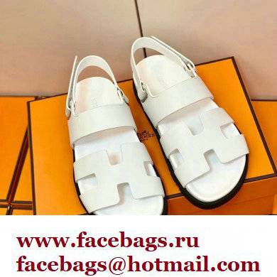 Hermes Original Calfskin Takara Sandals White