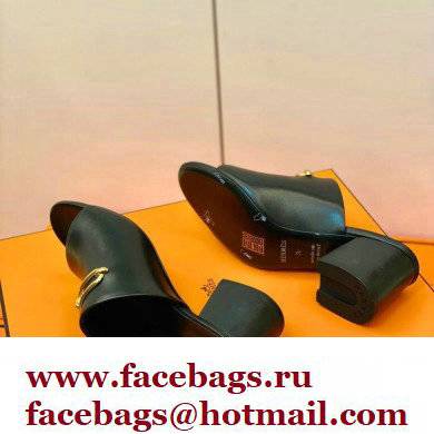 Hermes Roulis Buckle Camilla Mules Black