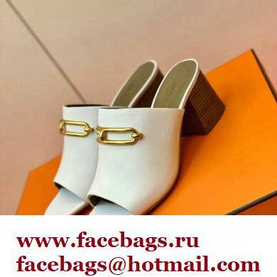 Hermes Roulis Buckle Camilla Mules White