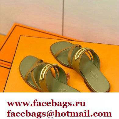 Hermes Roulis Buckle Claire Sandals Brown