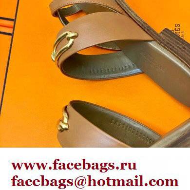 Hermes Roulis Buckle Claire Sandals Brown