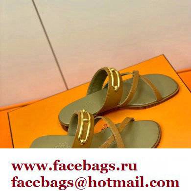 Hermes Roulis Buckle Claire Sandals Brown