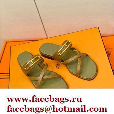 Hermes Roulis Buckle Claire Sandals Brown