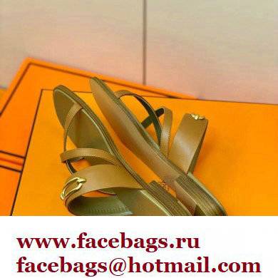 Hermes Roulis Buckle Claire Sandals Brown