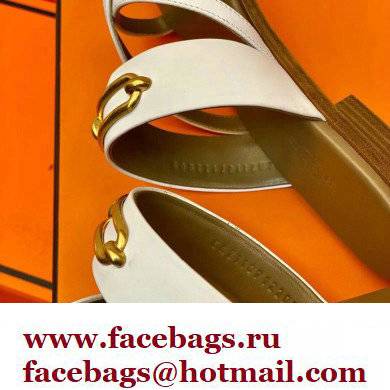 Hermes Roulis Buckle Claire Sandals White