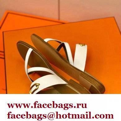 Hermes Roulis Buckle Claire Sandals White