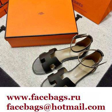 Hermes Swift Calfskin Santorini Sandals Handmade Black