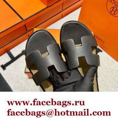 Hermes Swift Calfskin Santorini Sandals Handmade Black