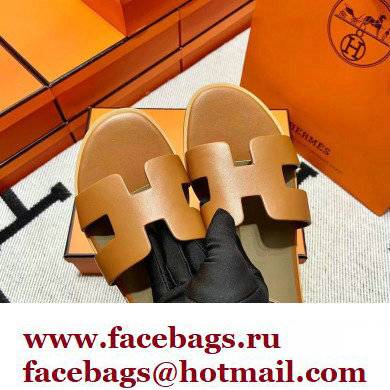 Hermes Swift Calfskin Santorini Sandals Handmade Brown