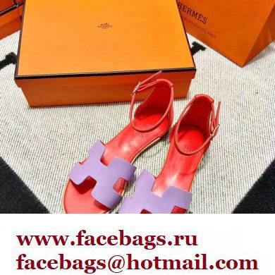 Hermes Swift Calfskin Santorini Sandals Handmade Purple