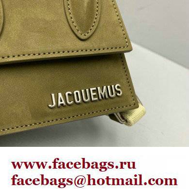 Jacquemus Le Chiquito Homme Mini Bag Suede Olive Green with Removable Shoulder Strap