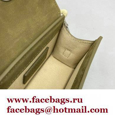 Jacquemus Le Chiquito Homme Mini Bag Suede Olive Green with Removable Shoulder Strap