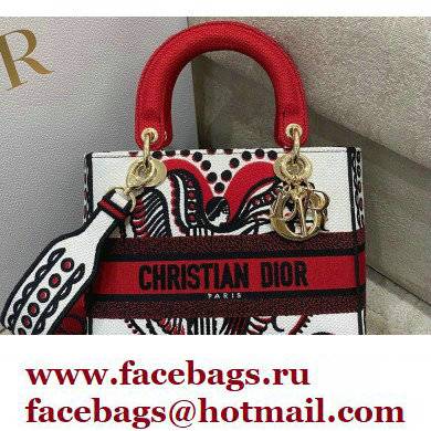 Lady Dior Medium D-Lite Bag in Multicolor Latte Cupid Embroidery 2022