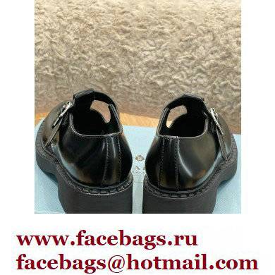 Prada Brushed Leather T-strap shoes Black 2022