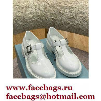 Prada Brushed Leather T-strap shoes White 2022