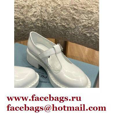 Prada Brushed Leather T-strap shoes White 2022