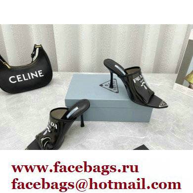 Prada Heel 9cm triangle logo Pvc slides Black 2022