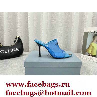 Prada Heel 9cm triangle logo Pvc slides Blue 2022