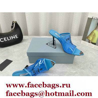 Prada Heel 9cm triangle logo Pvc slides Blue 2022