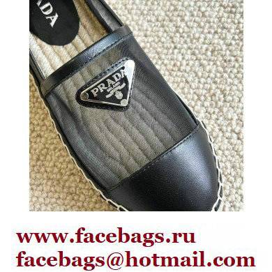 Prada Mesh Leather Logo Espadrilles Black 2022