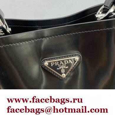 Prada Panier Small Tote Bag 1BA217 in Patent Leather Black 2022