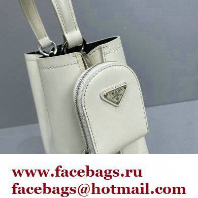 Prada Panier Small Tote Bag 1BA217 in Patent Leather White 2022