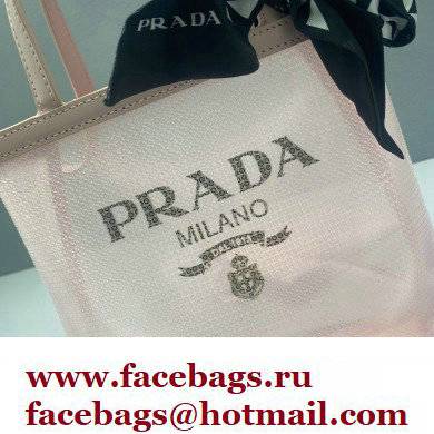 Prada Small Sequined Mesh Tote Bag 1BG417 Pink 2022