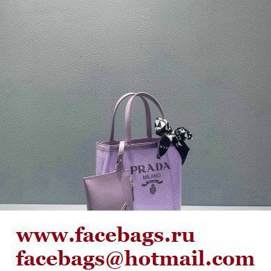 Prada Small Sequined Mesh Tote Bag 1BG417 Purple 2022