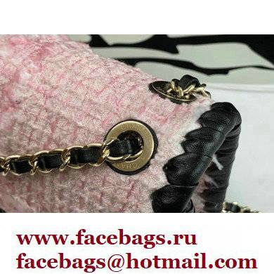 chanel pink/black tweed mini flap bag AS2495 2022