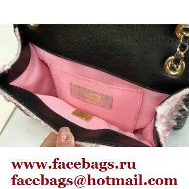 chanel pink/black tweed mini flap bag AS2495 2022