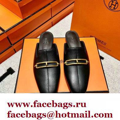 hermes calfskin Esmee mules black 2022